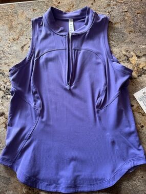 LULulemon Sleeveles Purple Quarter-Zip Active Top. Brand new.